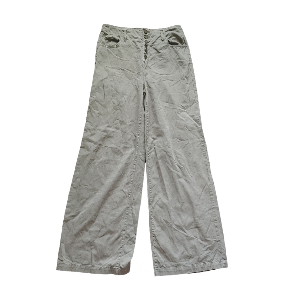 Blank NYC Army Green Loose Fit Button Wide Leg High Waist Pants